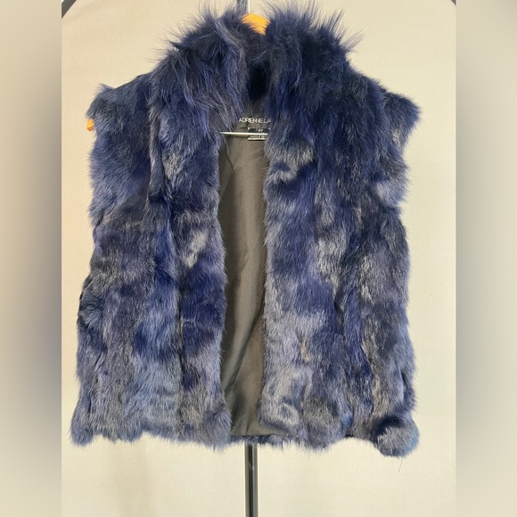 Navy Blue. Faux Fur Vest - Picture 2 of 3